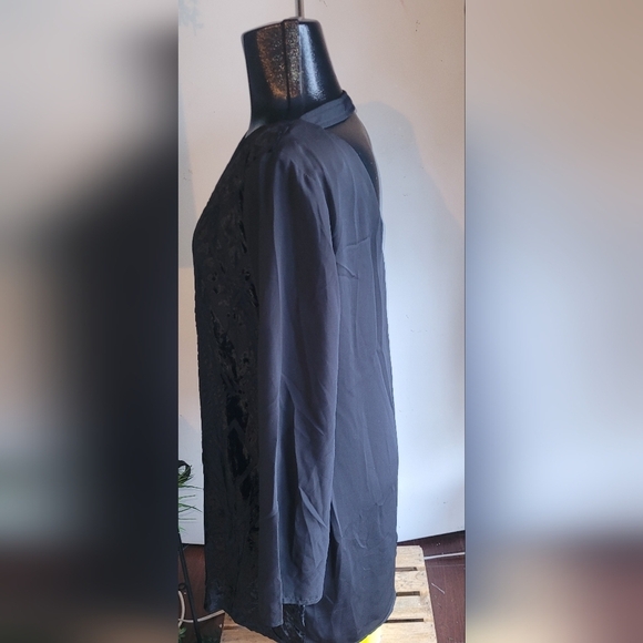 Le Chateau Black Semi Sheer Long Sleeve Tunic L - Picture 5 of 7